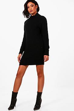 Boohoo Maria Turtle Neck Soft Knit Jumper Dress