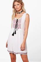 Boohoo Petite Holly Embroidered Detail Sundress