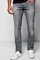 Boohoo Slim Fit Slate Grey Jean With Sandblasting