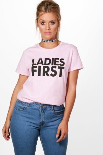 Boohoo Plus Amber Ladies First T-shirt Pink