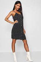 Boohoo Polka Dot Button Through Cami Mini Dress