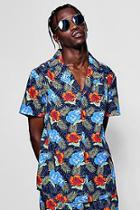 Boohoo Tropical Floral Revere Short Sleeve Shirt Co-ord