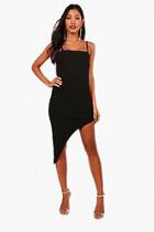 Boohoo Mila Strappy Tie Back Asymmetric Midi Dress