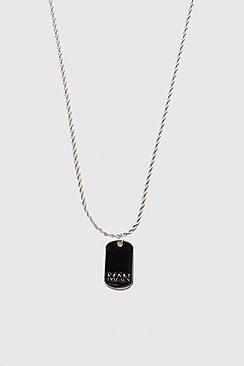 Boohoo Man Emboss Dog Tag Necklace