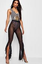 Boohoo Stefflon Don Glitter Stripe Sheer Ruffle Trouser