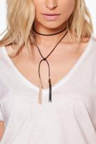 Boohoo Laila Metal And Cord Tassel Pu Tie Choker Black