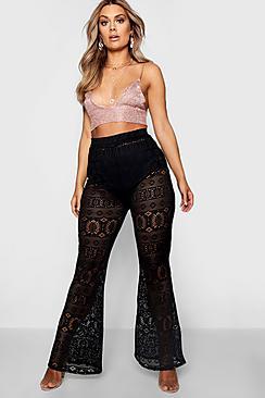 Boohoo Plus Eve High Waisted Flare Trousers