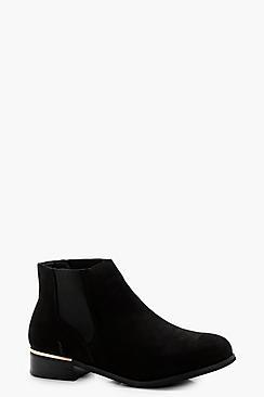 Boohoo Evie Metallic Insert Flat Chelsea Boot