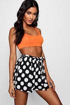 Boohoo Milly Polka Dot Tie Belt Shorts