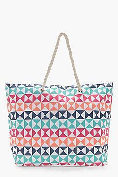 Boohoo Sarah Tile Print Beach Bag