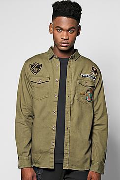 Boohoo Badged Military Shirt