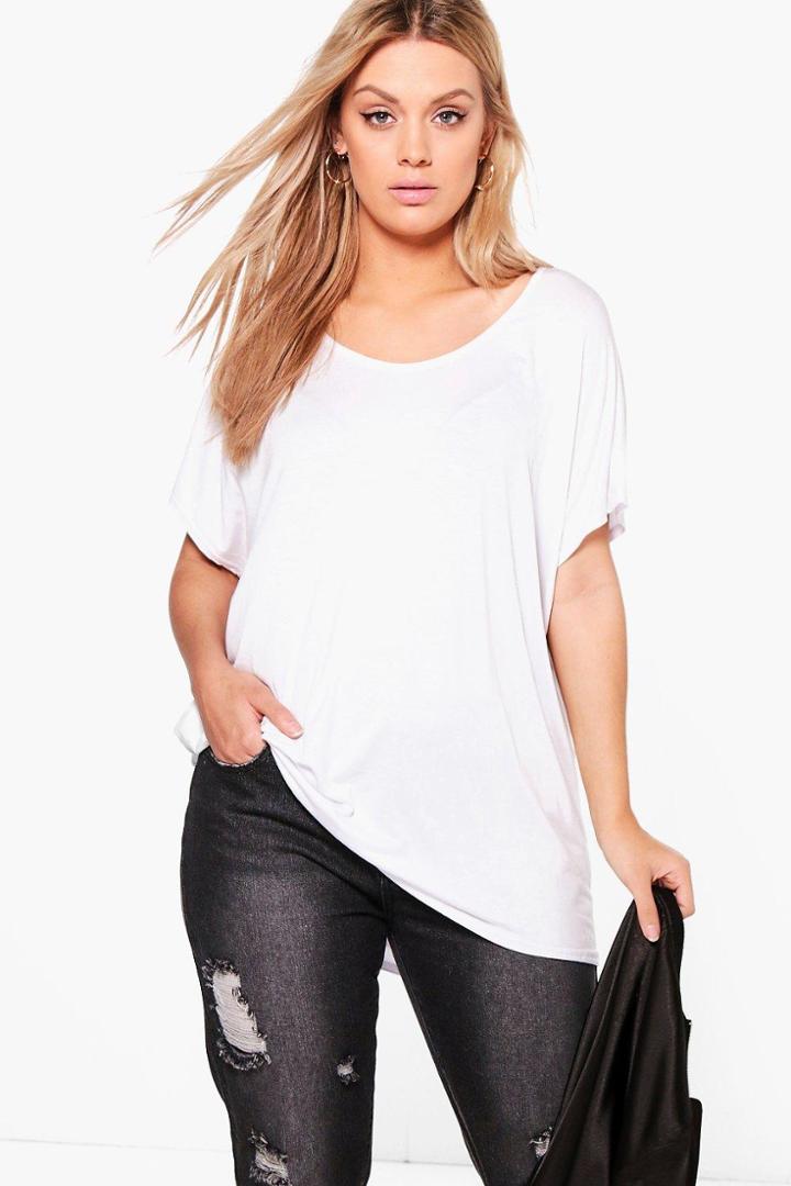 Boohoo Plus Claire Oversized Tee White