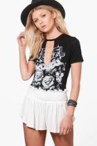 Boohoo Petite Katie Shirred Waist Flippy Shorts Ivory