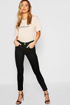 Boohoo Petite One Button Mid Rise Skinny Jean