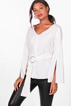 Boohoo Holly Split Sleeve Belted Shirt