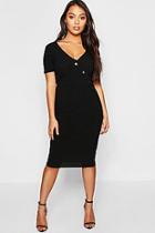 Boohoo Petite Knitted Rib Wrap Bodycon Dress