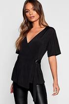 Boohoo Slinky D Ring Wrap Top