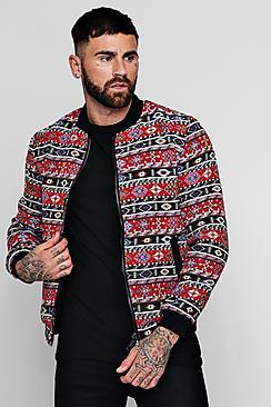 Boohoo Tribal Jacquard Bomber