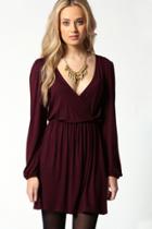 Boohoo Adriana Jersey Long Sleeve Wrap Dress Berry