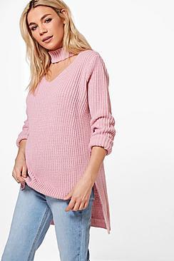 Boohoo Holly Choker Knit Tunic