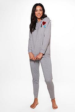 Boohoo Maisy Hoodie & Legging Badge Set