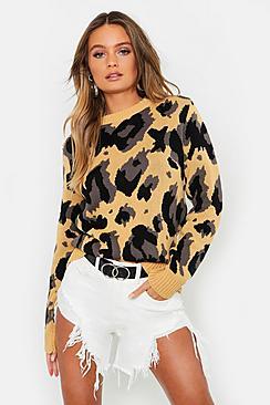 Boohoo Oversized Leopard Print Jumper