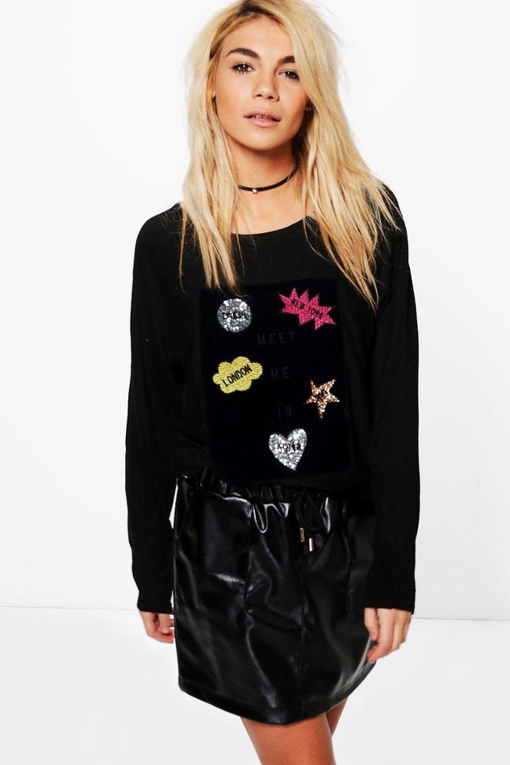 Boohoo Jaime Applique Jumper Black