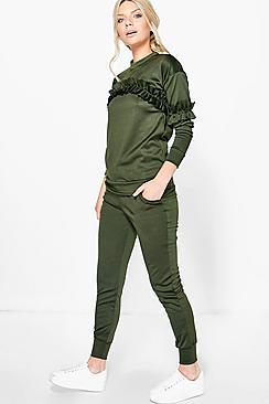 Boohoo Lena Frill Jumper Loungewear Set
