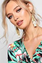 Boohoo Lucia Metallic Tiered Tassel Earrings