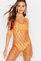Boohoo Premium Star Embellished Fishnet Beach Dress