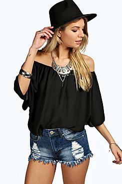 Boohoo Woven Off The Shoulder Top