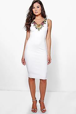 Boohoo Rosa Flower Applique Bodycon Dress