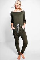 Boohoo Ellie 3/4 Length Tie Waist Slash Neck Jumpsuit
