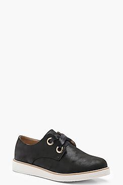 Boohoo Hollie Ribbon Lace Cleated Brogues