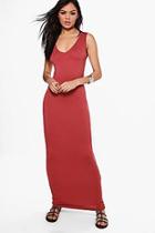Boohoo Rachel V Neck Sleeveless Maxi Dress