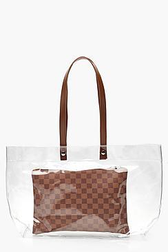 Boohoo Perspex Bag With Inner Check Clutch