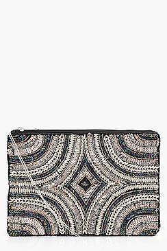 Boohoo Alice Rose And Rainbow Sequin Deco Clutch