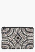 Boohoo Alice Rose And Rainbow Sequin Deco Clutch