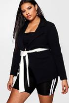 Boohoo Plus Laura Contrast Belt Longline Blazer