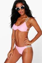 Boohoo Peru Strappy Back Triangle Bikini Pink