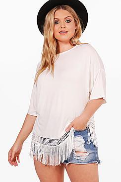 Boohoo Plus Macy Tassel Trim T-shirt