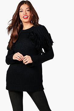 Boohoo Charlie Tassle Shoulder Detail Jumper