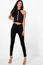 Boohoo Elvia Stretch Biker Detail Leggings Black