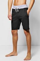 Boohoo Lounge Shorts With Contrast Rib Black
