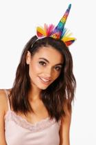 Boohoo Clara Rainbow Unicorn Netted Headband Multi