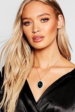 Boohoo Statement Gem Pendant Necklace