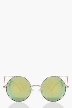 Boohoo Emma Revo Lens Cat Eye Sunglasses