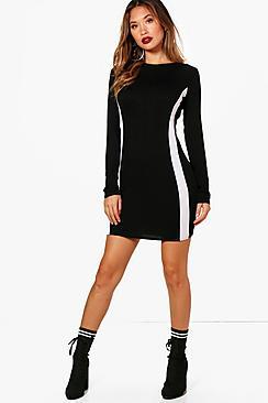 Boohoo Lola Stripe Long Sleeve Bodycon Dress