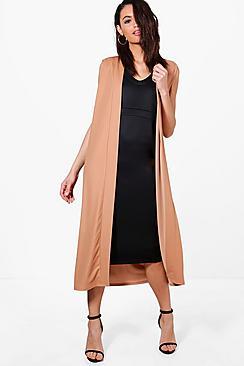 Boohoo Jane Sleeveless Collarless Duster