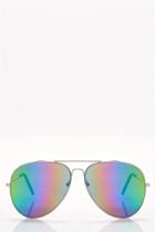 Boohoo Nancy Rainbow Lens Aviator Sunglasses Silver
